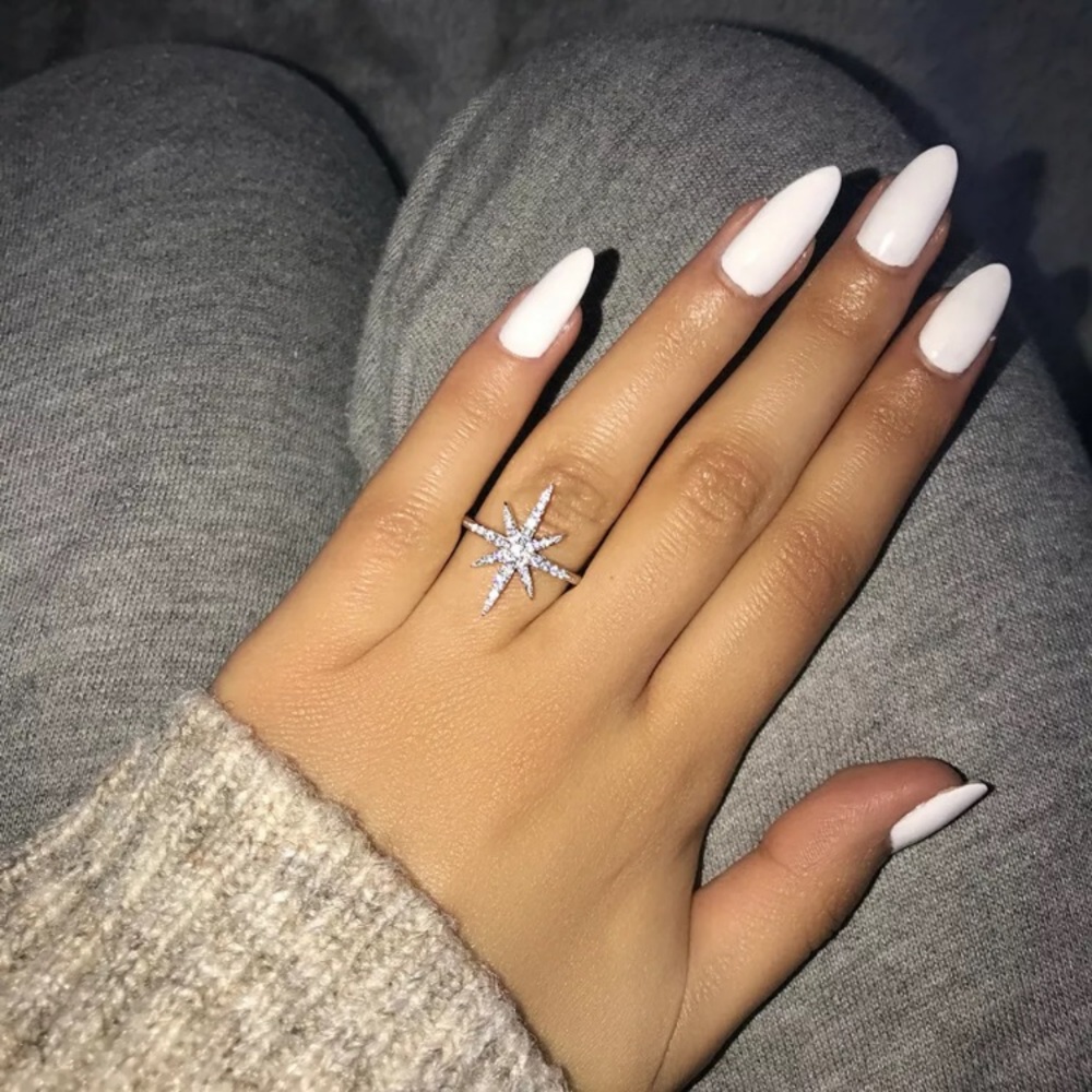 Cubic Zirconia Silver Starburst Ring - Picture 2 of 4